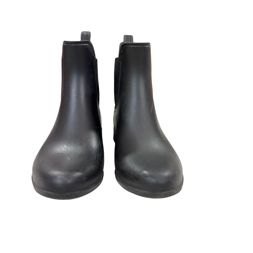 J. Crew Black Matte Rubber Chelsea Boots‎ Rain Ankle Boots Women 7